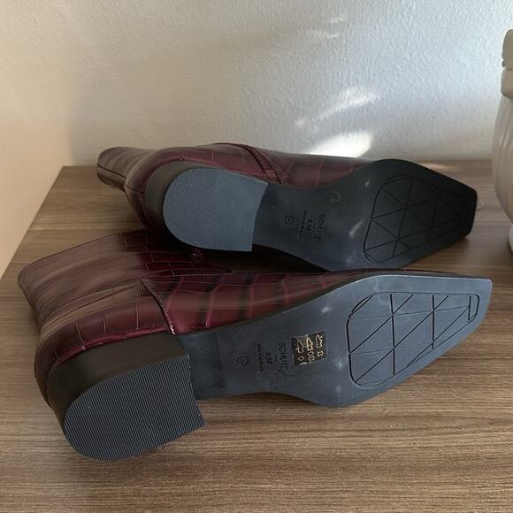 SCHUTZ Helena Crocodile Burgundy boots 8.5 - Picture 8 of 9